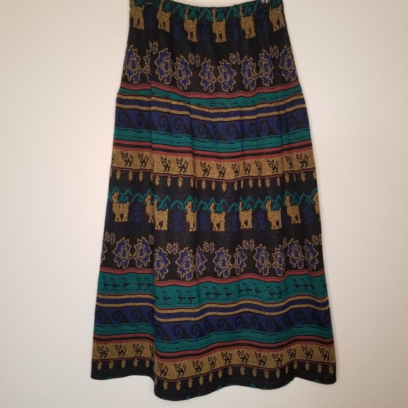 Vintage Melrose Knits Peruvian-motif modest maxi skirt double-knit - Picture 1 of 7